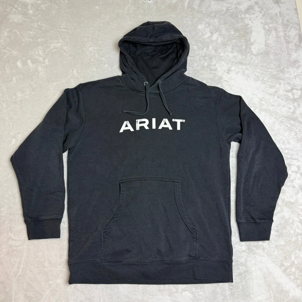 Ariat American Flag Hoodie Mens XL Black Pullover Western Patriotic Streetwear